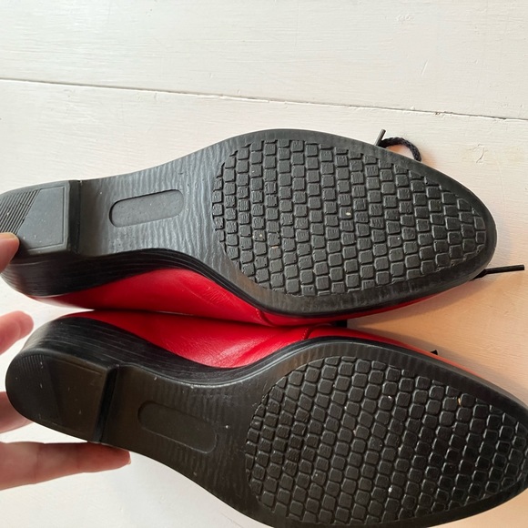 Hand made Red leather lace up Sz. 5 - Picture 3 of 3